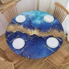 Fiokroo Blue Golden Marble Background Tablecloth with Elastic Edge, Round