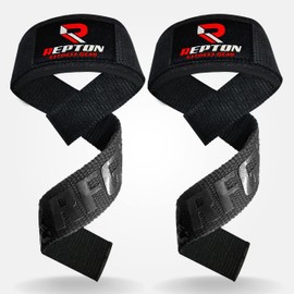 Repton Weight Lifting Straps,Powerlifting Deadlifting, Anti Slip 60CM Hand Bar Grip, 5MM Neoprene Wrist Support, Heavy Duty Bodybuilding Workout, Training Gym Fitness, Men Women (Elite Black Grip)