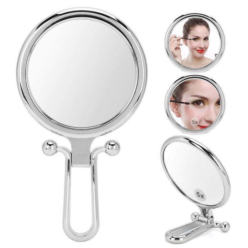 Espejo de Maquillaje Ajustable Plegable de Aumento 5X, Espejo Cosmético