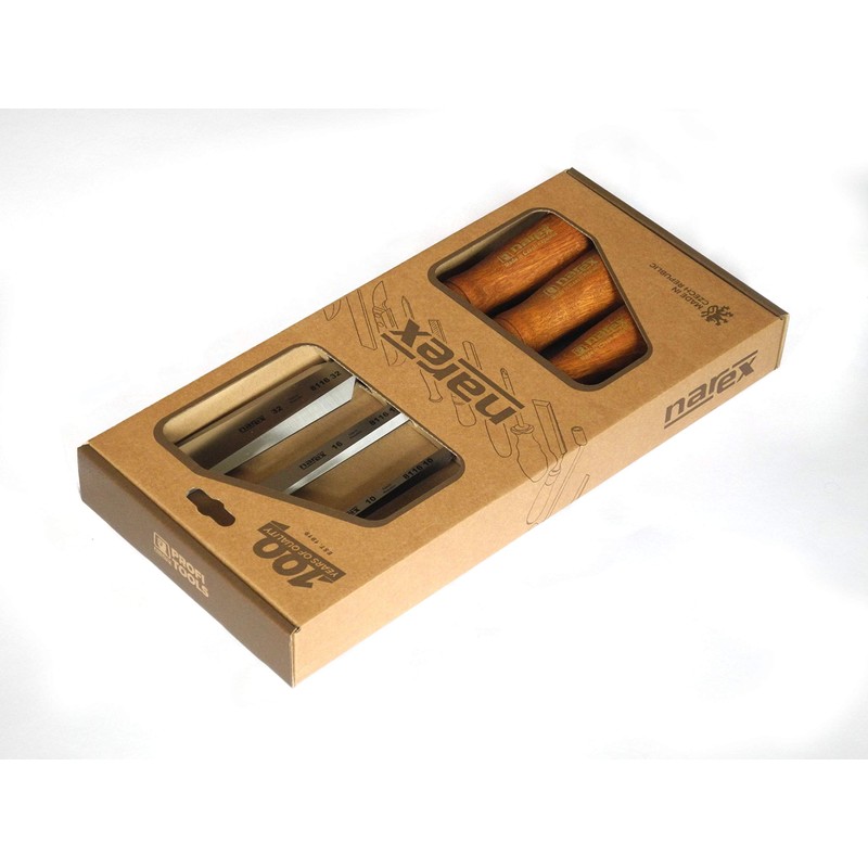 Narex Premium Bevel Edge Chisel Set with Stained Hornbeam Wood