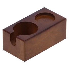 2‑Holes Coffee Portafilter Holder Wooden Coffee Filter Tamper Station Stand Storage RackCoffee Color