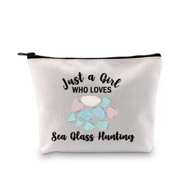 PYOUL Sea Glass Hunter Gift Who Love Sea Glass Hunting Makeup Bag Beach Glass Cosmetic Bag Beachcombing Life Gift Beachcomber Zipper Travel Bag (Sea Glass Hunt B EU)
