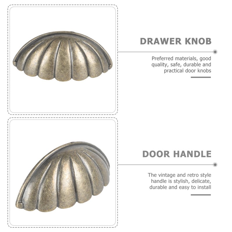 Cabilock 6Pcs Shell Furniture Pulls Antique Drawer Knobs Cup Decorative