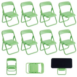 CRASPIRE Mini Folding Chair Phone Stand Holder Desktop Foldable Green Candy Color Lazy Funny 8Pcs Cute Cell Mobile Phone Holder Multi Angle Functions Miniature Furniture Accessories