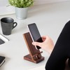 LIKSANGMETALS Wooden Countertop Simple Cell Phone Holder with Mirror (Walnut)