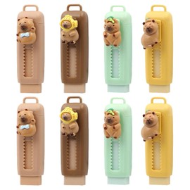 8 Pieces Cartoon Capybara Eraser, Retractable Eraser, Creative and Fun Stationery, Children's Party Gifts.