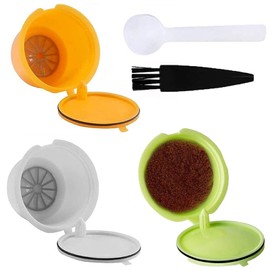 3 Stück Kaffeekapsel Wiederverwendbare Kaffee Nachfüllbare Schalen kompatible Filterbecher mit Kaffeelöffel und Bürste Geeignet für DOLCE GUSTO Kaffeekapsel Filterbecher