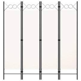 CHARMMA 4-Panels Room Divider Privacy Screen with Metal Frame for House Room, Office, Fabric, Cream White(63" W x70.9 H)