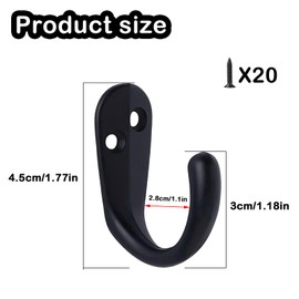 Ldzzuo 10PCS Coat Hooks, Wall Mounted Single Prong Robe Hook with 20 Screws Wall Coat Rack for Hanging Towel Hooks Hat Backpack Key Clothes (Style 1-Black)