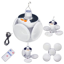 Jearytop Folding Solar Lamp with Remote Control Camping Lantern Tent Light 45 LED USB 4000mah Battery Rechargeable Collapsible Portable Outdoor Hurricane Water Resistant Emergency Power Outage 1 Pack