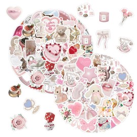 EOWVISN 240 Cute Pink Girl Stickers - Creative Graffiti, DIY Decorative, Waterproof Scrapbook - Suitable for Books, Laptops, Water Bottles