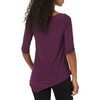 Star Vixen Women's Plus-Size Elbow-Cinch Sleeve Hanky Hem Top, Plum