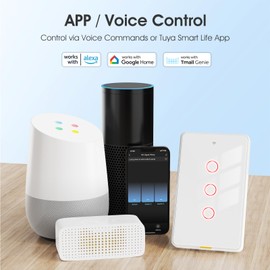 Zigbee Smart Switch, Requires Tuya Zigbee 3.0 Hub, No Neutral Wire Required, No Capacitor Required, App Control, Zigbee Smart Touch Switch Works with Alexa (3 Gang, White)