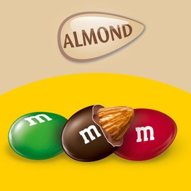M&M'S Almond Chocolate Candy, Full Size 2.83 oz Bag, Pack of 18 Bulk Candy Chocolate