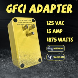 EP GFCI Adapter, 15 AMP Grounded 3-Prong Single Outlet for Indoor Use with Manual Reset, UL Listed, Yellow, 1 Pack