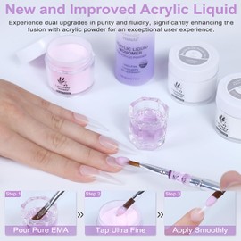 Lavender Violets Acrylic Nail Kit 30g x3 Clear,White,Pink Acrylic Powder 80ml Monomer Liquid Set 3D French Nail Art Brush,Strengthen Nail Forms,Dappen Dish,Tweezers File Carving Tool Beginner Set N301