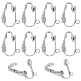 HOBBIESAY 10Pcs Clip-on Earrings Findings Earring Clip Backs Clip-on Earring Converters Stainless Steel Clip on Earrings Non-Piercing Earrings Ear Clip for Women DIY Earring Jewelry Making