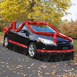 Anderson's Red Metallic Twist and Black Metallic Fringe Car Parade Decoration Kit, Parade Float Decor