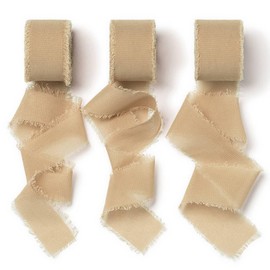 AOKSUNOVA chiffon ribbon brown gift ribbon chiffon 2.5 cm x 18.9 m ribbon wide fabric ribbon fringe ribbon