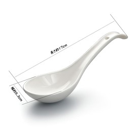 YFWOOD Spoons Astragalus 6 Piece Set, 6.7 inches (17 cm), Ceramic, Soup Spoons, Curved Shape, Long Handle, Dinner Spoon, Curry, Ramen, Fried Rice, For Cooking