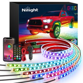 Nilight 6Pcs Car Underglow Neon Accent Strip Lights 300 LEDs Multi Color RGB-IC DIY Sound Active Function Music Mode with APP Control and Remote Control Underbody Light Strip