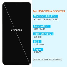 for Motorola Moto G 5G 2024 Screen Replacement - for Motorola G 5G LCD Display XT2417-1 XT2417 XT2417D for Moto G 5G 2024 LCD Touch Digitizer Assembly with Frame