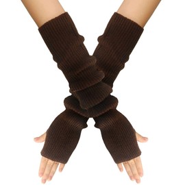 LUMoony 1 Pair of Women's Fingerless Gloves Fingerless Arm Warmers Fine Knit Long Hand Warmers Winter Half Finger Gloves Knitted Fingerless Gloves Wrist Pulse Warmer