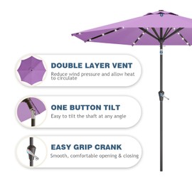 Tobeos 9FT Patio Umbrella with Solar Lights,Outdoor Market Umbrella with Tilt and Crank, LED Lighted Table Umbrella for Garden,Deck,Backyard,Pool,Beach(Taro Purple)