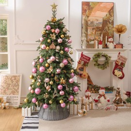 GRANNY SAYS Christmas Tree Collar, Waterproof Wicker Tree Collar, Woven Tree Collar for Holiday Decoration, Christmas Tree Box Collar, Decorarive Basket Tree Collar, 22½" Diameters, Gray