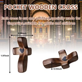JIUKONG Wooden Cross Fidget, Cross My Heart | Encouragement Gift, Handcrafted Pocket Wood Crosses, Relieve Anxiety For Youself, Inspirational Easter Gift for Christian Faith, Baptism, Prayer (20 Pcs)