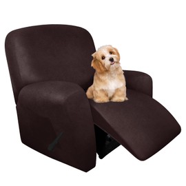 molasofa Leather Like Recliner Chair Covers - Large Lazy Boy Recliner Chair Covers for Reclining Chair 4 Pieces Washable Recliner Slip Covers That Stay in Place (Chocolate)