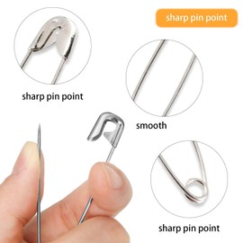 720 Pcs 3 Colors Safety Pins 4 Sizes Strong Safety Pins with Storage Box Assorted for Craft Sewing Art Clothes Jewelry Making(Gold, Black, Silver)