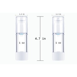 5 Pieces 1 Oz Clear Airless Cosmetic Cream Pump Bottle Travel Size Dispenser Refillable Containers (4 Lotion Bottles &1 Spray Bottle)