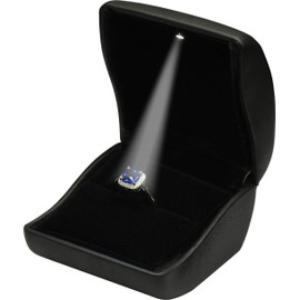 The Jewellery Pak LED Black Ring Box for Proposal, Wedding, Engagement Luxury Arc Shaped PU Leather LED Ring Gift Box With an Extra Premium Packer Box for Men for Women
