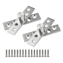2pcs Pivot Hinge Rotating Hinge 270 Degree Stainless Steel Concealing Hinges Door Pivot Hinges Up Down Shaft (Eccentric Shaft, Small-2 Pack)