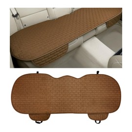 KVAEY Linen Back Car Seat Cover, Anti-Slip Long Bottom Rear Seat Cover Protector with Storage Pockets, Breathable Linen Rear Bench Seat Protector Cushion Pad for Most Vehicles (Brown, Back)