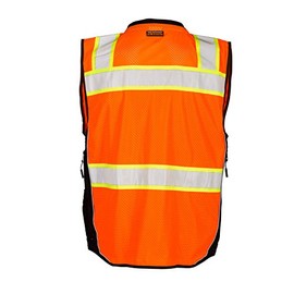 ML Kishigo S5003-XL Class 2 Orange Surveyors Safety Vest | Solid Polyester | Heavy Duty Black Bottom | Reflective Material Laminated | Padded Neck