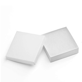 MESHA Cardboard Jewelry Gift Boxes for shipping, Small Gift boxes for Necklace Ring Bracelet Earring Cotton Filled Jewlery Box with Lids, White 3.5x3.5x1" Inch, 20 Pieces