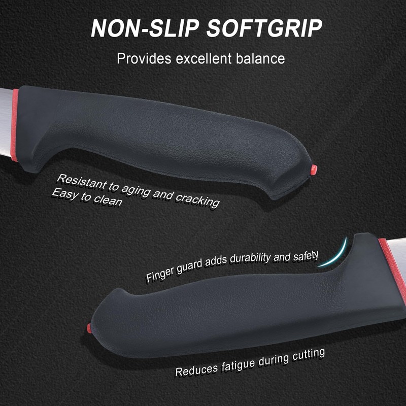 HALSENX Professional 6 Inch Skinning Knife - Non-Slip SoftGrip Handle