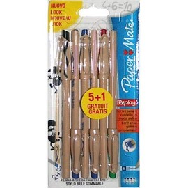 Paper Mate Replay Erasable Medium Tip Ball Pen - Assorted Colour (Pack of 6)