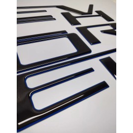 AFX-TRIMS 3D BLACK BLUE OUT DOMED TAILGATE LETTER FOR 2019-2025 SILVERADO US MADE