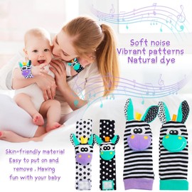 Baby Rattles Socks Toy Wrist Rattle and Foot Finder Socks Newborn Baby Sensory Toy for Girls and Boys 0 3 6 9 12 Months Gifts (Purple)