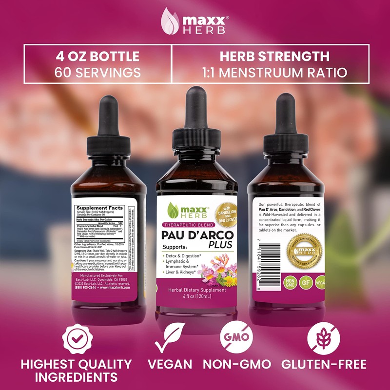 Maxx Herb PAU D’Arco Extract with Dandelion Root & Red