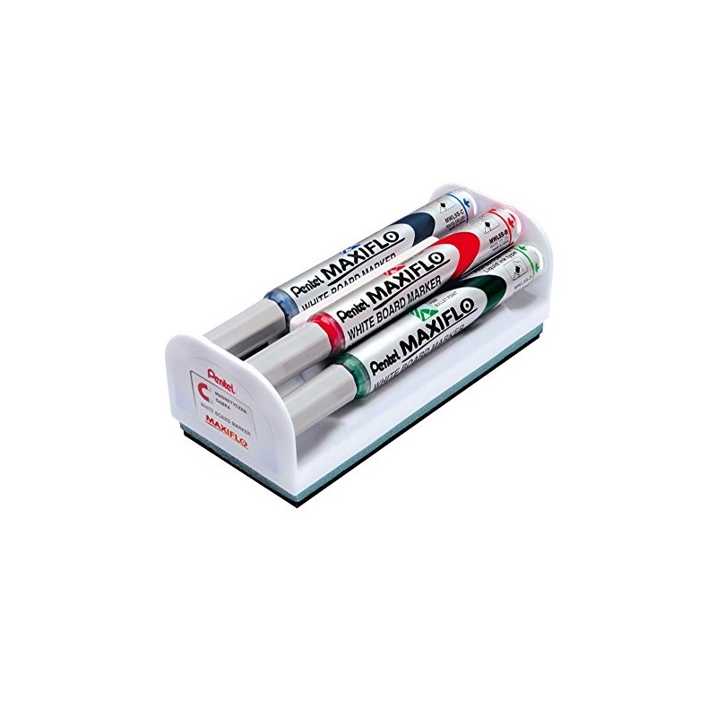 Pentel MaxiFlo Fine Bullet Tip Whiteboard Marker - Assorted (Wallet