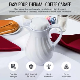 OCS Parts Set of 3 Easy Pour Thermal Coffee Carafes | 10-Inch Insulated Hot and Cold Beverage Pitcher Server for Coffee, Tea, Hot Chocolate and Water | 42-Ounce | White