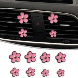 Couslcd Car Air Vent Clips for Women, 8 Pieces Cute Car Vent Clips Decorations Daisy Flower Car Accessories Air Vent Clips, Car Interior Decor Universal Fit (Pink)