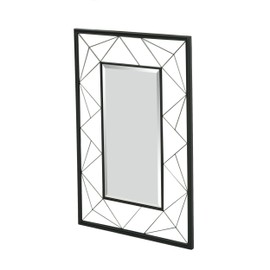 TREATLIFE HOME Rectangular Wall Mirror with Faux Wood Frame, Hand Crafted Design, Tempered Glass, Large Space Enhancer, Clear Finish