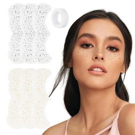 Glitter Freckles Face Tattoo, Gold Freckles Temporary Face Tattoos,Sparkle Makeup Patches, Cute & Waterproof Glitter Makeup Accessories For Women Girls, 6 Pcs