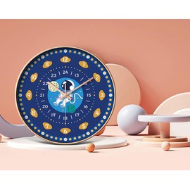 Learning Wall Clock for Kids, 12in Silent Time Teaching Clock for Children's Room Decor Classroom (Astronaut)