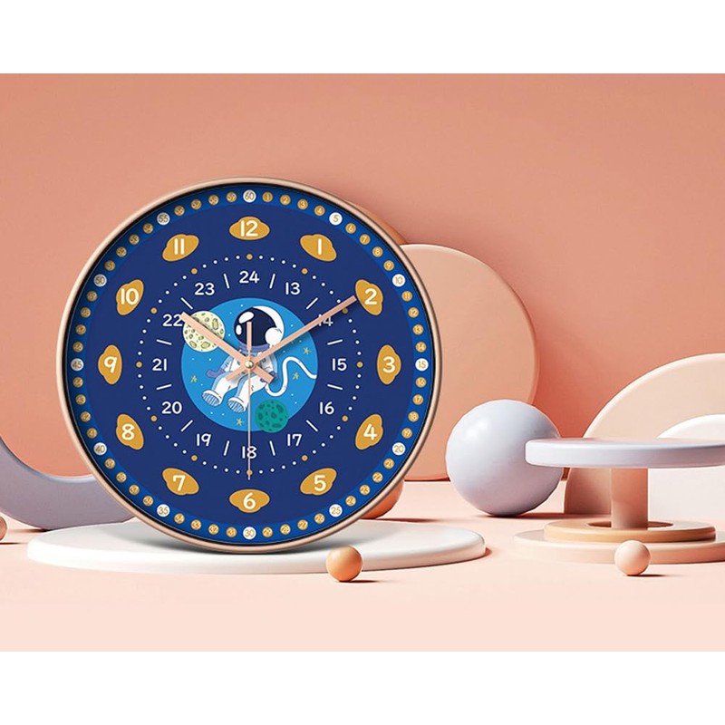 Learning Wall Clock for Kids, 12in Silent Time Teaching Clock